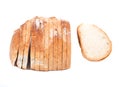 Sliced crusty country style round organic french bread Royalty Free Stock Photo