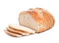 Sliced crusty country style round organic french bread Royalty Free Stock Photo