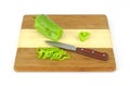 Sliced cubanelle chili pepper on cutting board Royalty Free Stock Photo