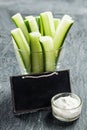 Sliced cucumber batons or crudites