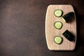 Sliced cucumber on a cutting board Royalty Free Stock Photo