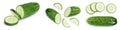 Sliced cucumber isolated on white background. Set or collection Royalty Free Stock Photo