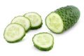 Sliced cucumber isolated on white Royalty Free Stock Photo