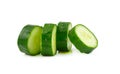 Sliced Cucumber in Stack on white Royalty Free Stock Photo