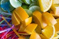 Sliced cutted fresh citrus fruits