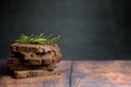 Sliced dark brown bread made of rye and wheat flour