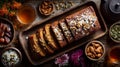 Sliced Date and Nut Loaf on Wooden Tray Royalty Free Stock Photo