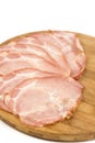 Sliced domestic smoked and cured pork neck meat