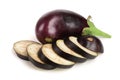 Sliced eggplant or aubergine vegetable isolated on white background Royalty Free Stock Photo