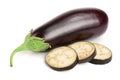 Sliced eggplant or aubergine vegetable isolated on white background Royalty Free Stock Photo