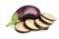 Sliced eggplant or aubergine vegetable isolated on white background Royalty Free Stock Photo