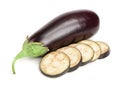 Sliced eggplant or aubergine vegetable isolated on white background Royalty Free Stock Photo