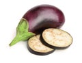 Sliced eggplant or aubergine vegetable isolated on white background Royalty Free Stock Photo