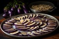 sliced eggplants ready for roasting