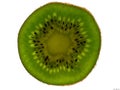 Sliced exotic kiwi fruit macro closeup texture on white background. Royalty Free Stock Photo