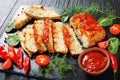 Sliced fish terrine on slate plate