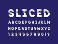 Sliced font. Vector alphabet