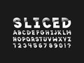 Sliced font. Vector alphabet