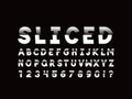 Sliced font. Vector alphabet