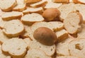 Sliced french baguette on the table Royalty Free Stock Photo