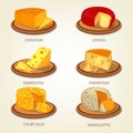 Sliced french and swiss cheese food icons
