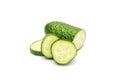 Sliced fresh cucumber isolated on the white background Royalty Free Stock Photo