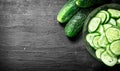 Sliced fresh cucumber slices. Royalty Free Stock Photo