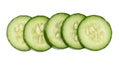Sliced fresh cucumber on a white background, top view Royalty Free Stock Photo