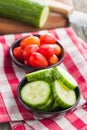 Sliced fresh green cucumber in bowl Royalty Free Stock Photo