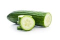 Sliced fresh green cucumber isolated on white background Royalty Free Stock Photo