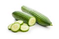 Sliced fresh green cucumber isolated on white background Royalty Free Stock Photo