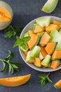 Sliced fresh melons in the plate Royalty Free Stock Photo