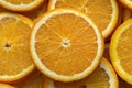 Sliced fresh orange fruit close up. Cross-section of an orange fruit Royalty Free Stock Photo