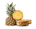 Sliced fresh pineapple on white background Royalty Free Stock Photo