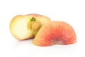 Fresh raw saturn peach isolated on white Royalty Free Stock Photo