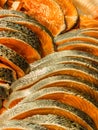 Sliced, fresh salmon on display Royalty Free Stock Photo