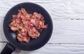 Sliced fried bacon