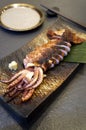 Sliced fried squid on plate Royalty Free Stock Photo