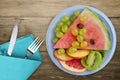 Sliced fruit on a plate