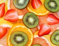 Sliced Fruits Background. Strawberry, Kiwi Royalty Free Stock Photo