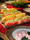 Sliced fruits in buffet dinner