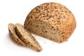 Sliced gluten free multi seed bread with linseed isolated on white