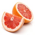 Sliced grapefruit isolated on white background