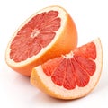 Sliced grapefruit isolated on white background