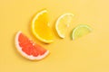 Sliced grapefruit, orange, lemon and lime. The concept of citrus fruits, Royalty Free Stock Photo