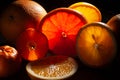 sliced grapefruit orange tangerine mix Royalty Free Stock Photo