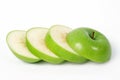 Sliced green apple isolated on white background Royalty Free Stock Photo