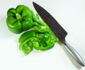 Sliced Green Bell Pepper with Knife