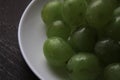 Sliced green grapes
