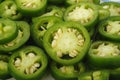 Sliced green jalapeno peppers